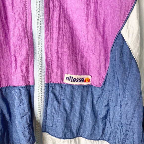 Ellesse Vintage Zebra 80’s Windbreaker Jacket Vest Removable Zipper Sleeves L - Picture 14 of 16
